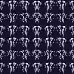 Seamless pattern, small details, deep-sea octopus pattern on dark blue background. Great for printing on fabric or paper. Manual digital the drawing
