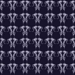 Seamless pattern, small details, deep-sea octopus pattern on dark blue background. Great for printing on fabric or paper. Manual digital the drawing