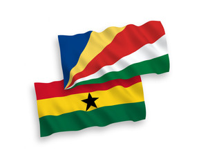 Flags of Ghana and Seychelles on a white background