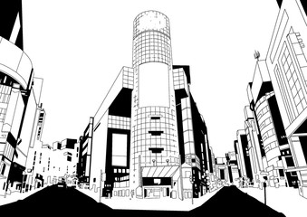 渋谷の線画