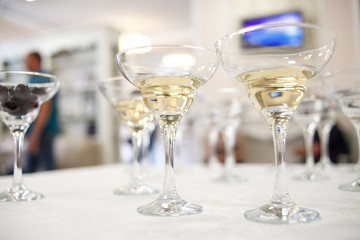 champagne glasses on the table