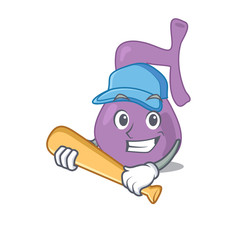Attractive gall bladder caricature character playing baseball