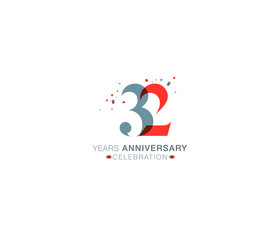 32 years anniversary or birthday celebration design template Vector.