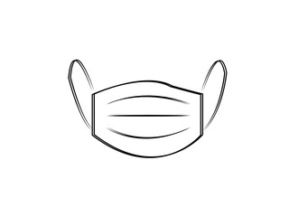 Mask protection virus icon isolated on white. outline symbols Coronavirus Covid 19.