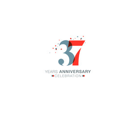 37 years anniversary or birthday celebration design template Vector.