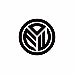EW monogram logo with circle outline design template