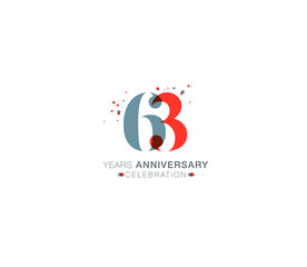 63 years anniversary or birthday celebration design template Vector.