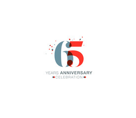 65 years anniversary or birthday celebration design template Vector.