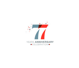 77 years anniversary or birthday celebration design template Vector.