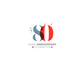 80 years anniversary or birthday celebration design template Vector.