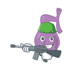 A cartoon picture of Army gall bladder holding machine gun