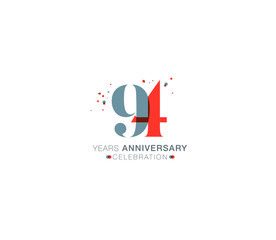 94 years anniversary or birthday celebration design template Vector.
