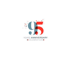 95 years anniversary or birthday celebration design template Vector.