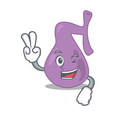 Happy gall bladder cartoon design concept show two fingers
