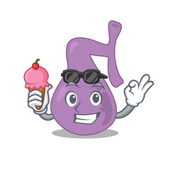 A cartoon drawing of gall bladder holding cone ice cream