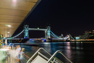 Tower Bridge at night in London, England, UK