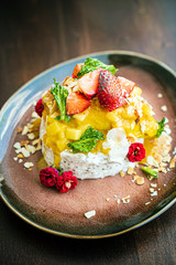 vegan dessert with fresh fruits
