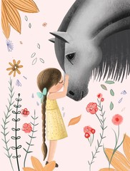 little girl with a horse