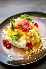 vegan dessert with fresh fruits