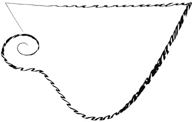Fototapeta premium Cup - a black outline is drawn in the style of doodle, dishes for coffee. Tea party symbol in abstract form, icon for a coffee shop.