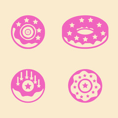 Donuts vector illustration of a pink and white background