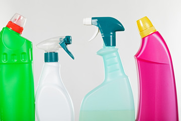 Cleaning supplies on isolated
