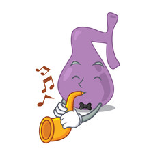 Gall bladder musician of cartoon design playing a trumpet