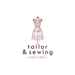 Tailor Sewing Vintage Logo, Attelier Mannequin Logo, Fashion Logo Template Vector Design