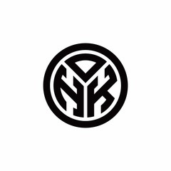 HK monogram logo with circle outline design template