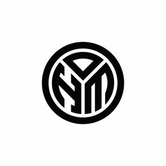 HM monogram logo with circle outline design template