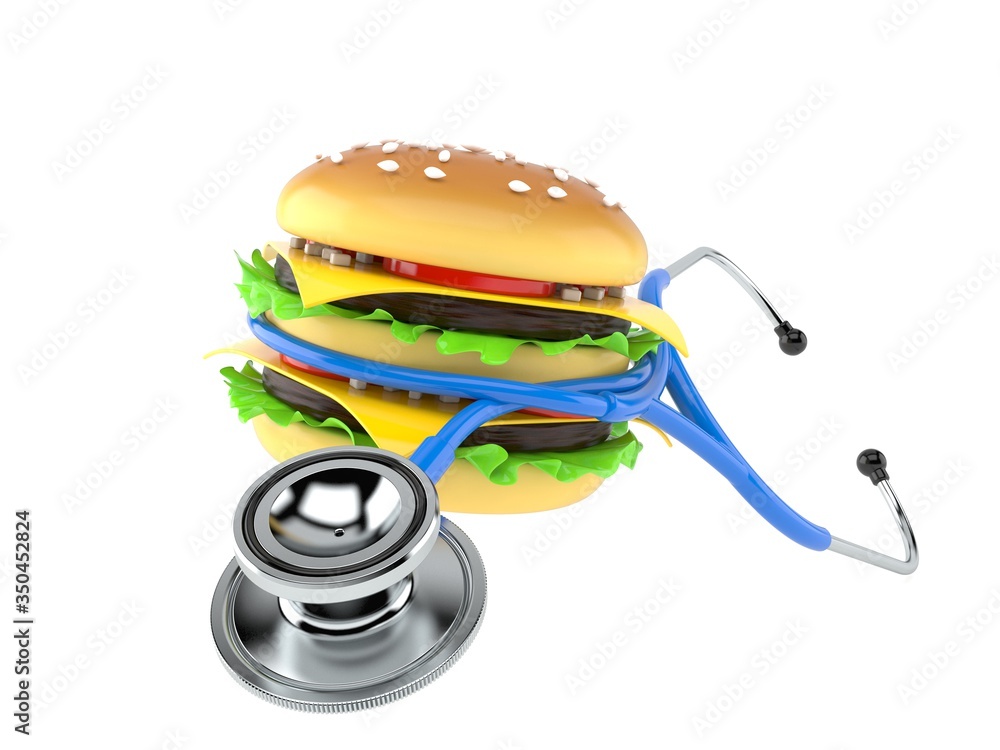 Sticker cheeseburger with stethoscope