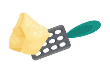 Grating Parmesan Cheese for Lasagne Preparation Vector Illustration