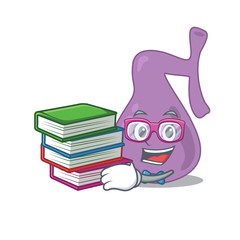 A diligent student in gall bladder mascot design concept read many books