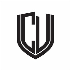 CU Logo monogram with emblem shield design isolated on white background
