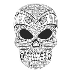 Ornate skull style zentangl, doodle print vector illustration