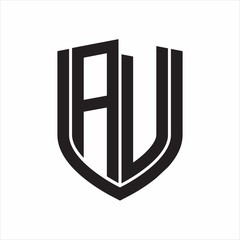 AV Logo monogram with emblem shield design isolated on white background