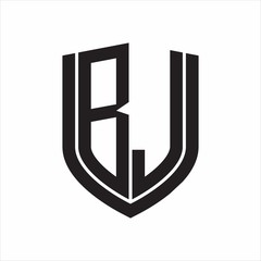 BJ Logo monogram with emblem shield design isolated on white background