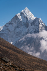 Ama Dablam mountain peak, most famous peak in Everest region, Himalaya mountain range in Nepal