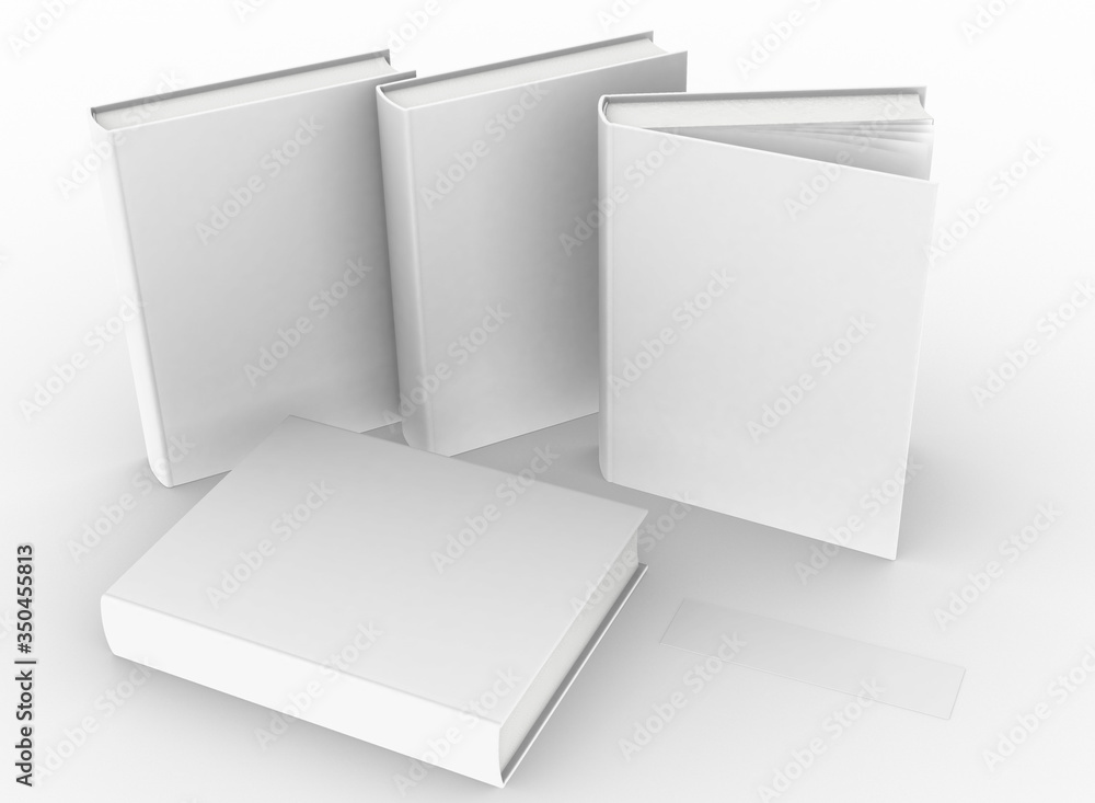 Poster template empty book mockup set white background , 3d rendering