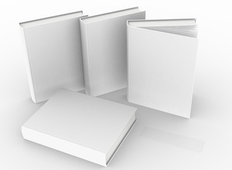 template empty book mockup set white background , 3d rendering	
