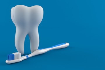 Fototapeta na wymiar Tooth with toothbrush