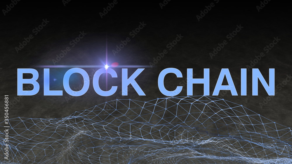 Poster 3d blockchain digital network ,concept