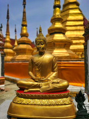 Superb golden buddha statue in a Thai temple