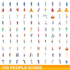100 people icons set. Cartoon illustration of 100 people icons vector set isolated on white background