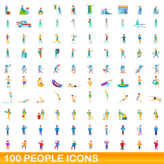100 people icons set. Cartoon illustration of 100 people icons vector set isolated on white background