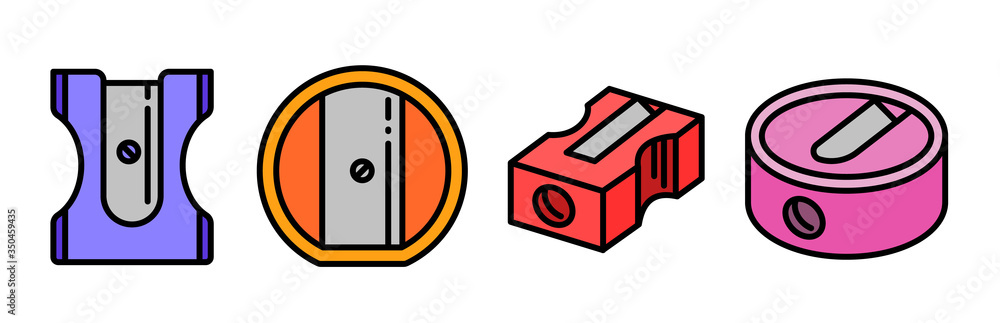 Poster sharpener icons set. outline set of sharpener vector icons for web design isolated on white backgrou