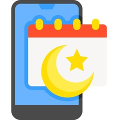 Smartphone with islamic calendar icon, ramadan festival related vector