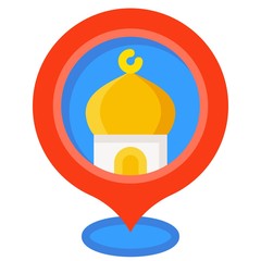 Mosque pin icon, ramadan festival related vector