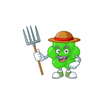 Caricature picture of Farmer staphylococcus aureus with hat and pitchfork