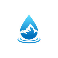 Mountain And Water Drop Logo Vector Design Template
